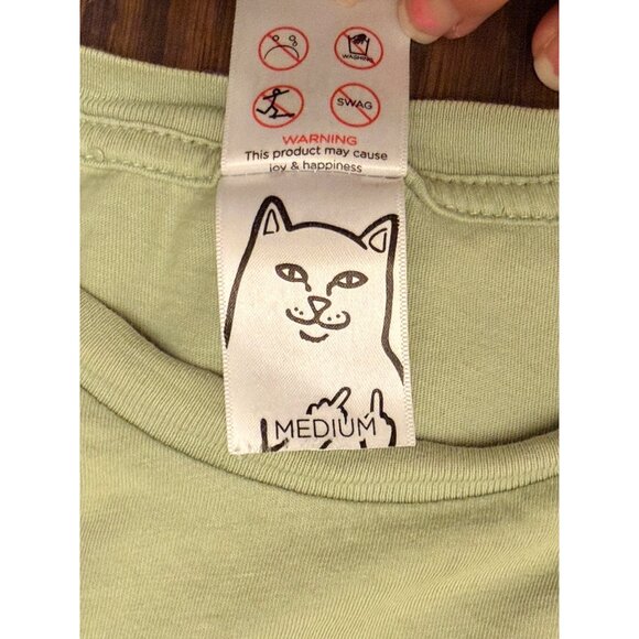 Ripndip Nermal Long Sleeve Shirt Size M Olive Green Trippy Cat Flower Mushroom - Picture 7 of 10
